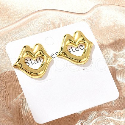 Lip 304 Stainless Steel Stud Earrings EJEW-A125-57G-1