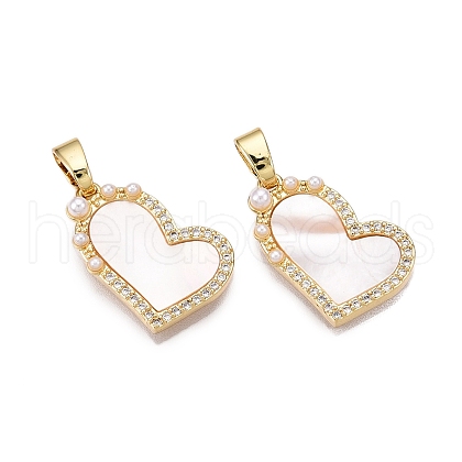 Brass Micro Pave Clear Cubic Zirconia Pendants KK-N254-204G-1