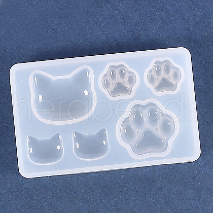 Food Grade Cat Shape DIY Silhouette Silicone Pendant Molds PW-WG26089-01-1