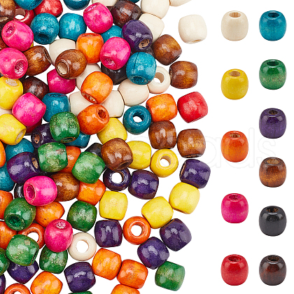   220Pcs 11 Colors Natural Wooden Beads WOOD-PH0001-58-WH-1