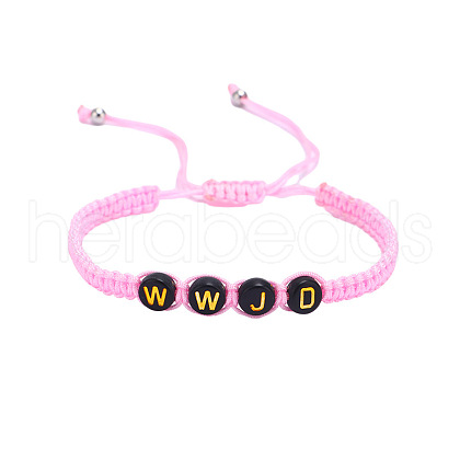 Adjustable Unisex Letter WWJD Acrylic Braided Bead Bracelets RA5830-1-1