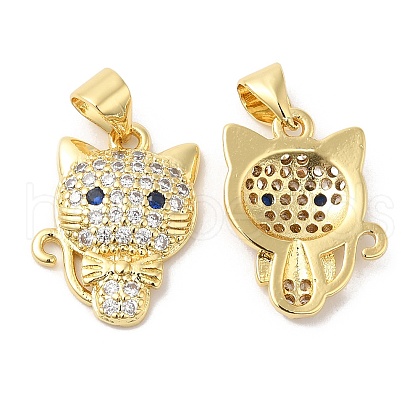 Brass Micro Pave Clear & Blue Cubic Zirconia Pendants ZIRC-L103-007G-1