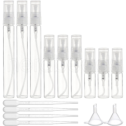 BENECREAT 30Pcs 3ml 5ml 10ml Glass Spray Bottle with PP Plastic Lid MRMJ-BC0002-75-1