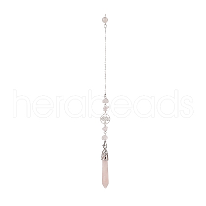 Natural Rose Quartz Pointed Dowsing Pendulums PALLOY-JF01983-01-1