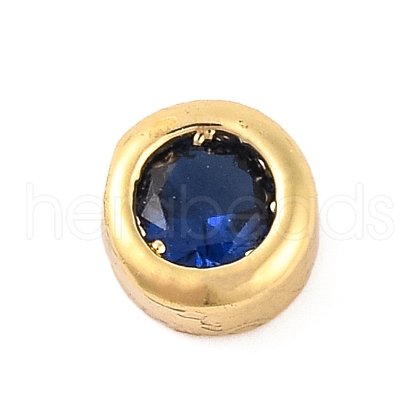 Rack Plating Flat Round Brass Micro Pave Cubic Zirconia Cabochons KK-F874-03G-02-1