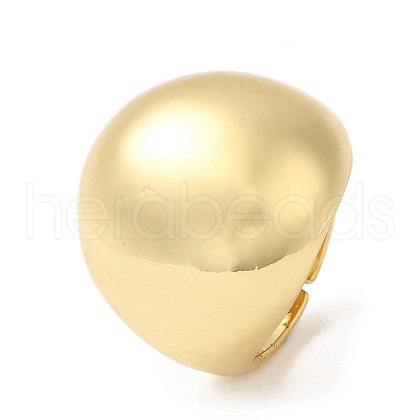 Rack Plating Brass Plain Dome Open Cuff Rings RJEW-E290-05G-1