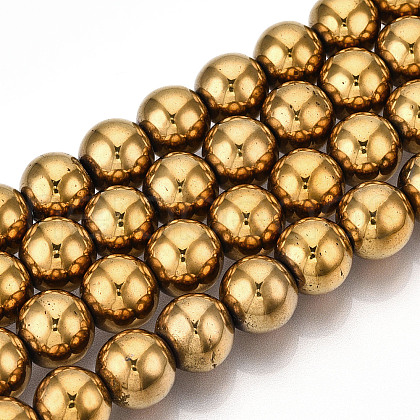 Non-magnetic Synthetic Hematite Beads Strands X-G-S096-12mm-2-1
