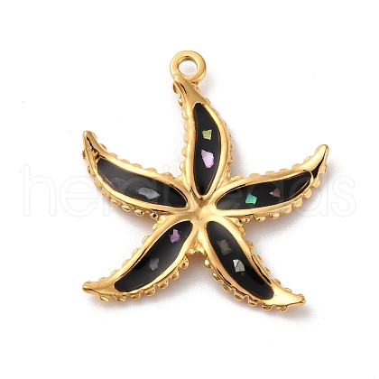 304 Stainless Steel Pave Natural Shell Pendants STAS-D362-05G-1