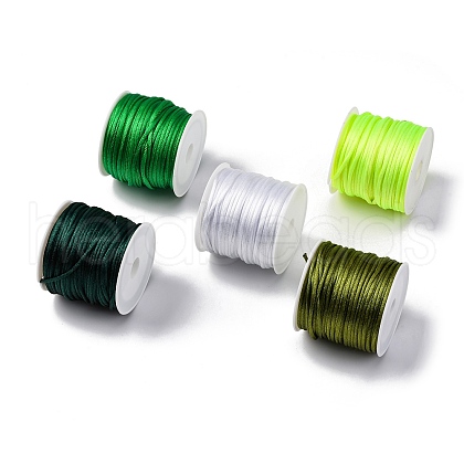   5 rolls 5 colors Nylon Rattail Satin Cord NWIR-PH0002-09A-01-1