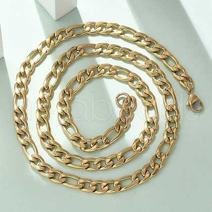 304 Stainless Steel Figaro Chain Necklaces NJEW-S442-02G-1