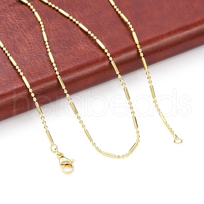 Brass Ball and Column Link Chains Necklace for Women NJEW-P265-22G-1