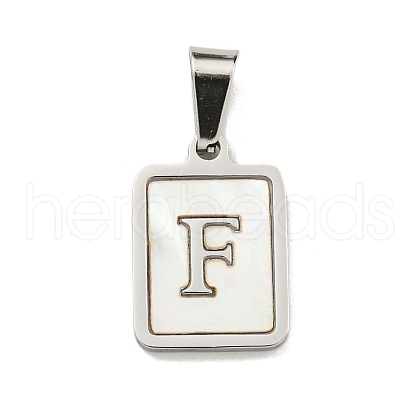 304 Stainless Steel Pave Natural White Shell Pendants STAS-S130-03P-F-1