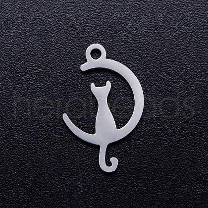 304 Stainless Steel Kitten Pendants A-STAS-Q201-JN272-1-1