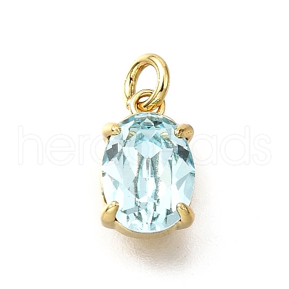 Brass Glass Charms KK-V011-33G-1