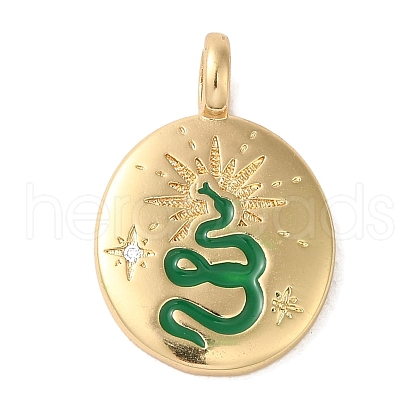 Brass Micro Pave Clear Cubic Zirconia with Enamel Pendants KK-R162-033G-1
