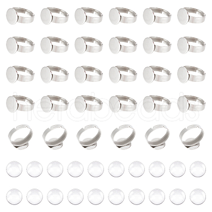 Unicraftale DIY Blank Dome Flat Round Finger Ring Making Kit DIY-UN0004-51-1