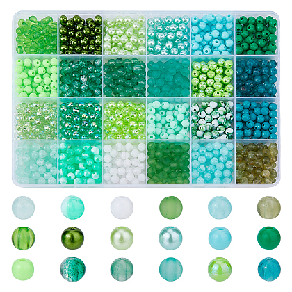 DICOSMETIC 1200Pcs 24Styles Spray Painted ABS Plastic Imitation Pearl Beads OACR-DC0001-18-1