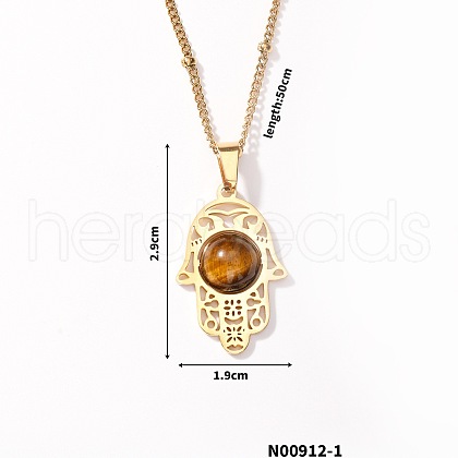 Stylish Stainless Steel Hamsa Hand Pendant Necklace Fashion Jewelry for Women ZT9341-1-1