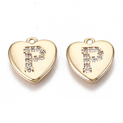 Brass Micro Pave Clear Cubic Zirconia Charms KK-N231-234P-NF-1