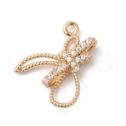 Brass Micro Pave Clear Cubic Zirconia Pendants KK-C062-075G-1