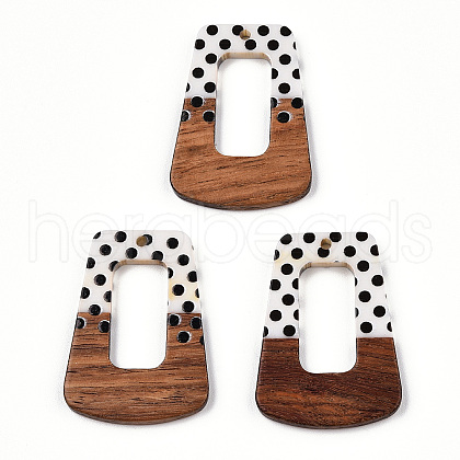 Printed Opaque Resin & Walnut Wood Pendants RESI-TAC0017-64-1