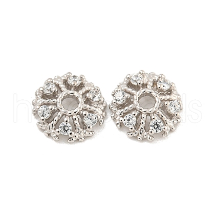 925 Sterling Silver Micro Pave Cubic Zirconia Bead Cone STER-U002-13P-1