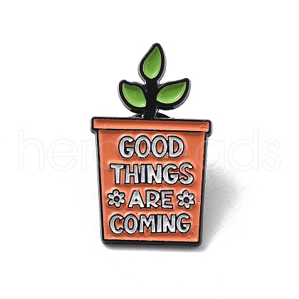 Good Things Are Coming Potted Plant Enamel Pins JEWB-C044-02EB-1