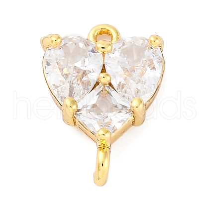 Brass Clear Cubic Zirconia Connector Charms KK-A240-19G-1