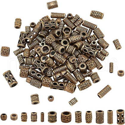   120Pcs 12 Styles Tibetan Style Alloy Tube Beads FIND-PH0020-80-1