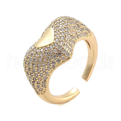 Clear Cubic Zirconia Open Cuff Rings RJEW-U002-04G-1