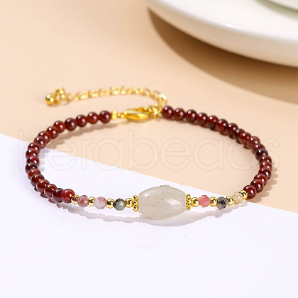 Natural Garnet Round Beads Stretch Bracelets WGE6CC2-03-1