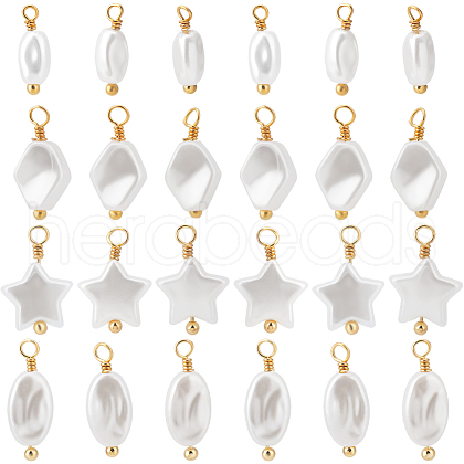 Beebeecraft 48Pcs 4 Styles ABS Plastic Imitation Pearl Pendants KK-BBC0013-91-1