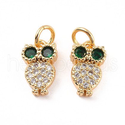 Rack Plating Brass Micro Pave Cubic Zirconia Charms ZIRC-C035-08G-1