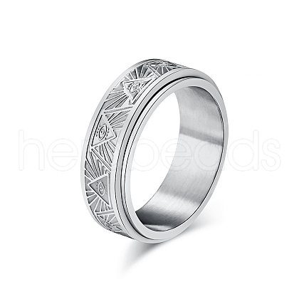 Eye Pattern Stainless Steel Rotating Finger Ring PW-WG69410-02-1