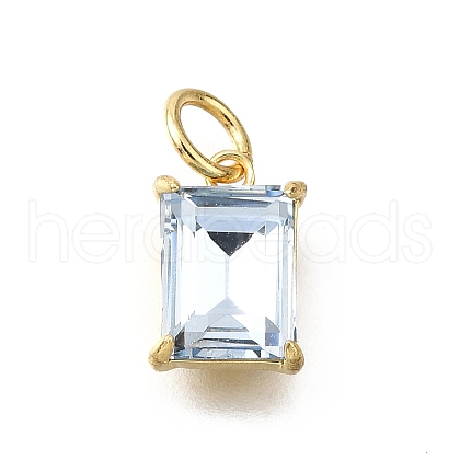 Brass Glass Charms KK-V011-36G-B-1