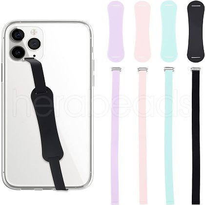 Olycraft 4 Sets 4 Colors Wrist Strap Hand Lanyard Silicone Elastic Moblie Straps AJEW-OC0003-16-1