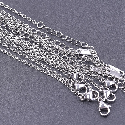 Non-Tarnish 304 Stainless Steel Cable Chain Necklace PW-WG97747-10-1