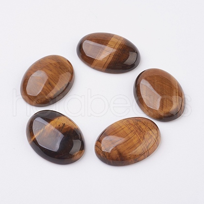 Natural Tiger Eye Flat Back Cabochons X-G-G741-25x35mm-01-1