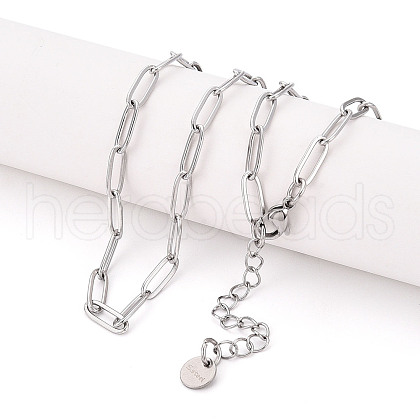 304 Stainless Steel Paperclip Chain Necklace NJEW-D045-14P-01-1