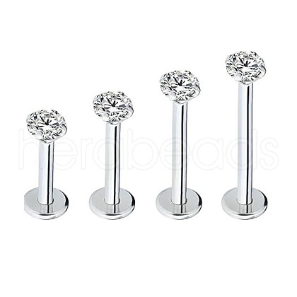 G23 Stainless Steel Clear Cubic Zirconia Threadless Labret Stud WG700A9-08-1
