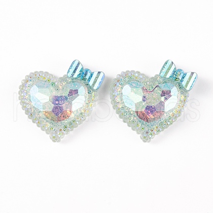Transparent Epoxy Resin Heart with Bowknot Decoden Cabochons CRES-M034-07C-1