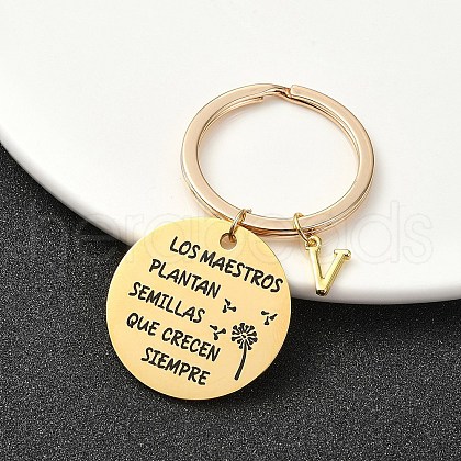 201 Stainless Steel & Brass Letter Keychain KEYC-YW00095-22-1