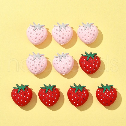 10Pcs 2 Colors Strawberry Food Grade Eco-Friendly Silicone Focal Beads SIL-FS0001-11-1