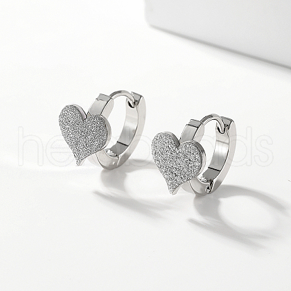 Non-Tarnish Fashionable Classic Heart Stainless Steel Hoop Earrings for Women IK8594-1