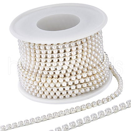 Plastic Pearl Bead Cup Chains CH-WH0013-01A-S-1