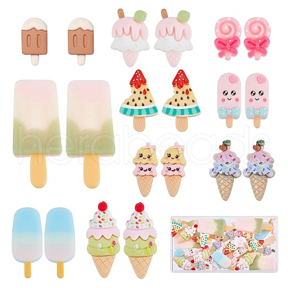 SUNNYCLUE 50Pcs 10 Styles Opaque Resin Decoden Cabochons CRES-SC0002-43-1