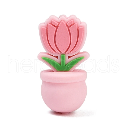 Flower Food Grade Silicone Focal Beads SIL-A011-03B-01-1