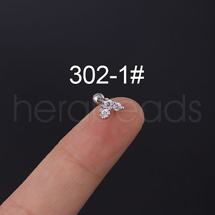 Heart 316L Surgical Stainless Steel Micro Pave Cubic Zirconia Cartilage Earrings WGC0D6C-01-1