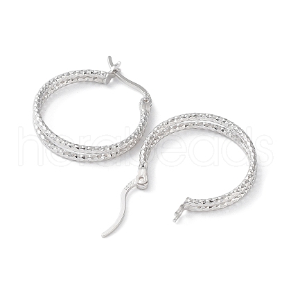 Rhodium Plated 925 Sterling Silver Hoop Earrings X-EJEW-K258-14P-1