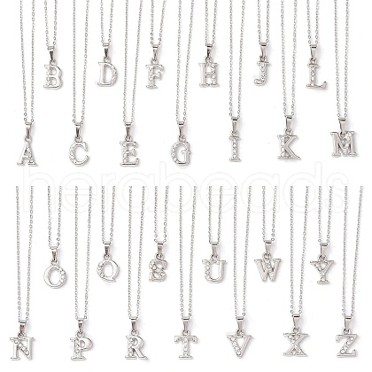 Alloy Rhinestone Letter Pendant Necklaces NJEW-JN04886-1